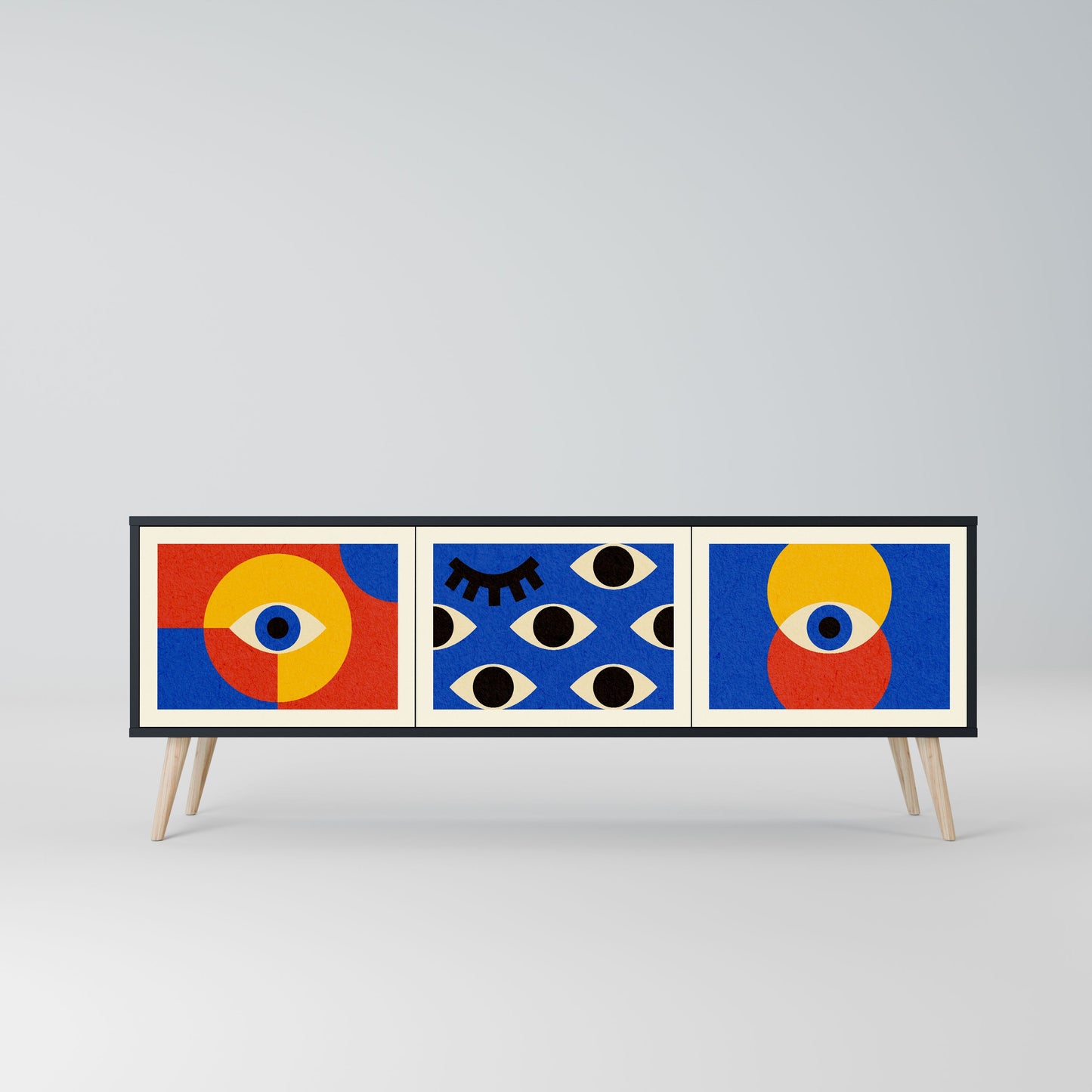 GEOMETRIC EYES Mobile TV a 3 Ante in Finitura Nera