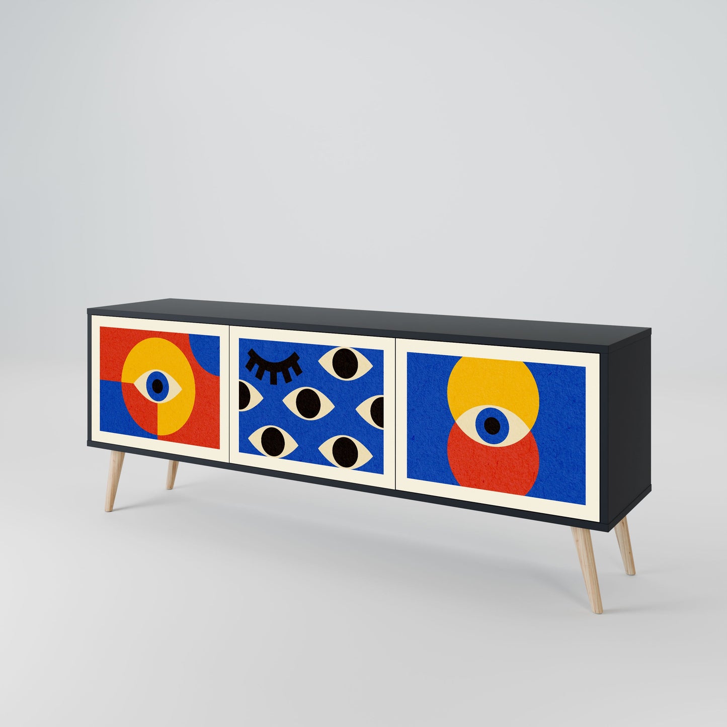 GEOMETRIC EYES Mobile TV a 3 Ante in Finitura Nera