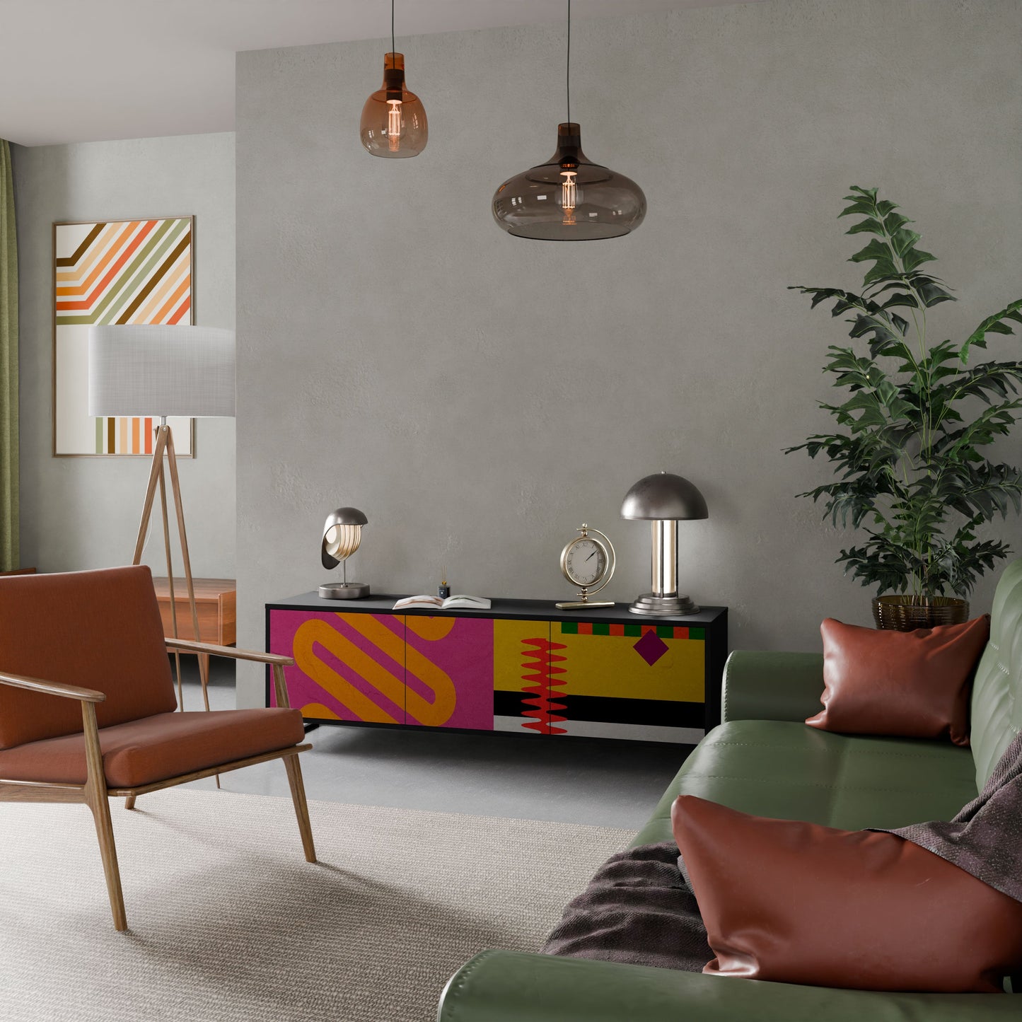 VIVID ART Mobile TV a 3 Ante in Finitura Nera