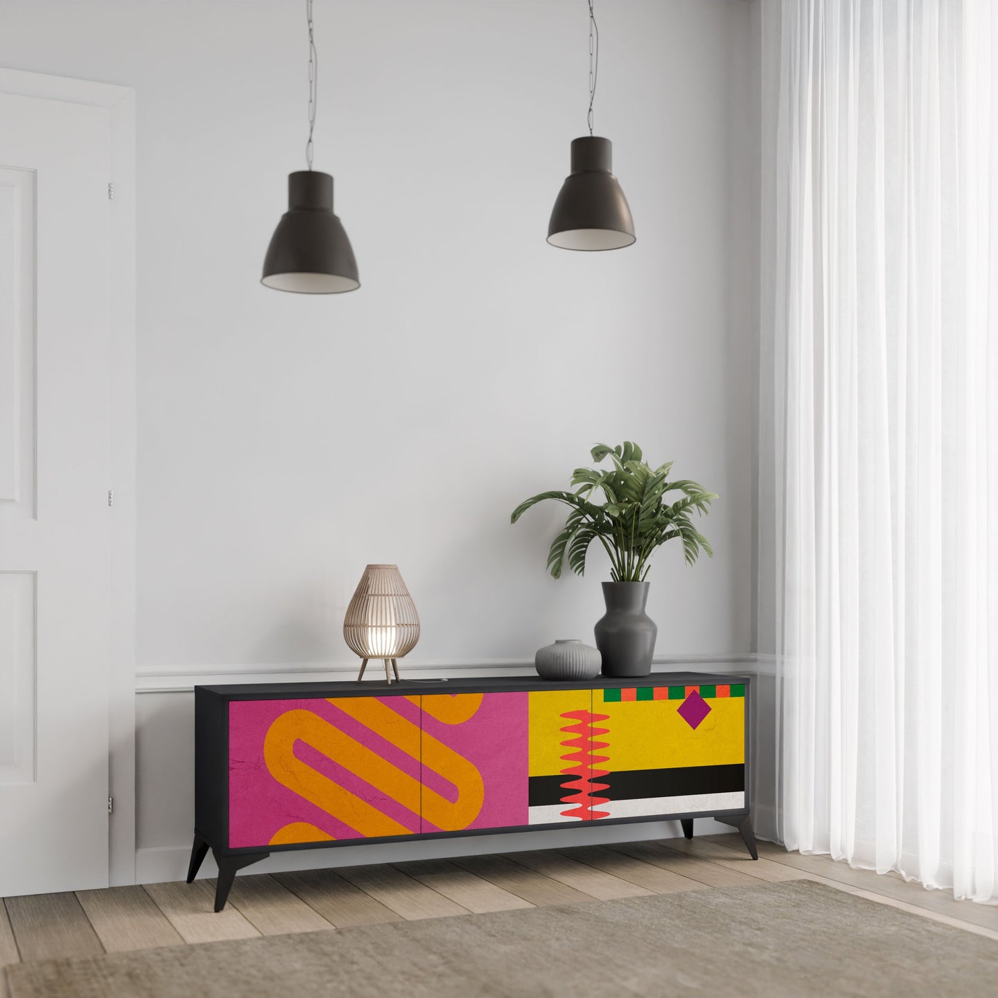 VIVID ART Mobile TV a 3 Ante in Finitura Nera