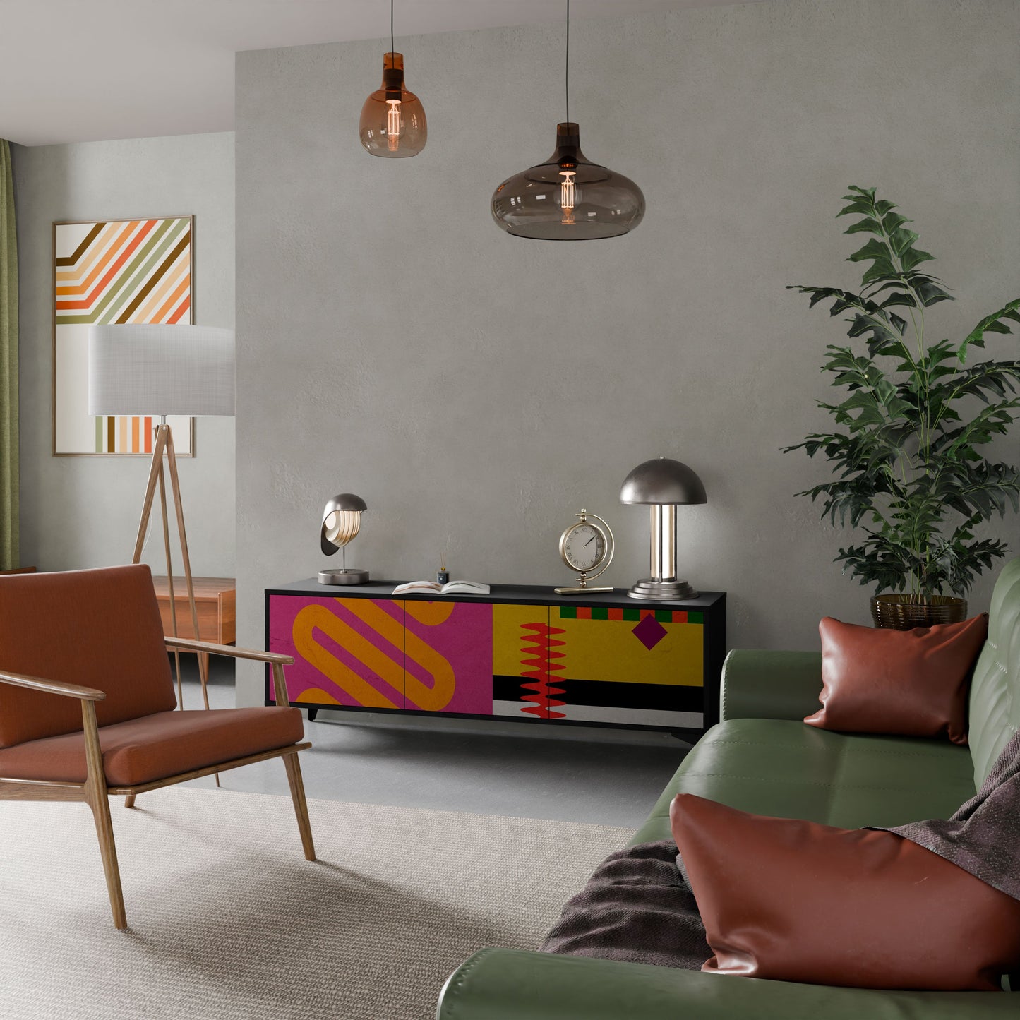 VIVID ART Mobile TV a 3 Ante in Finitura Nera