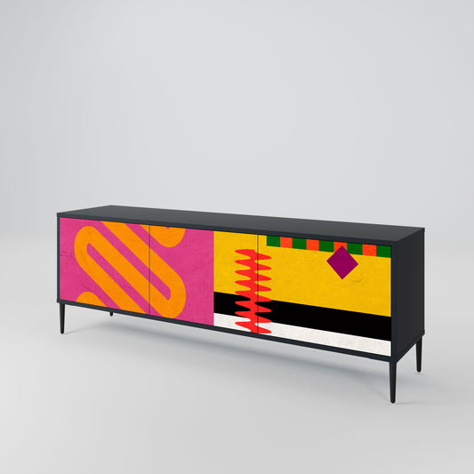 VIVID ART 3-Door TV Stand in Black Finish