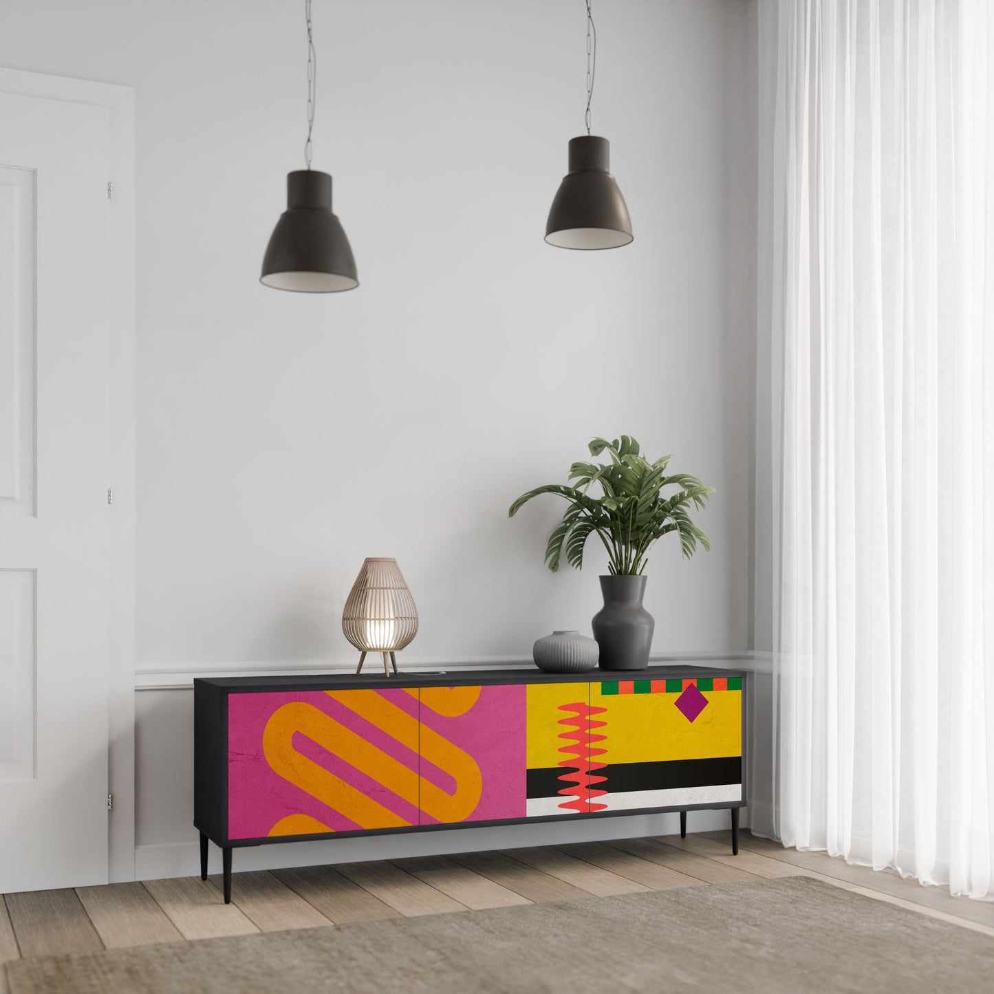 VIVID ART Mobile TV a 3 Ante in Finitura Nera