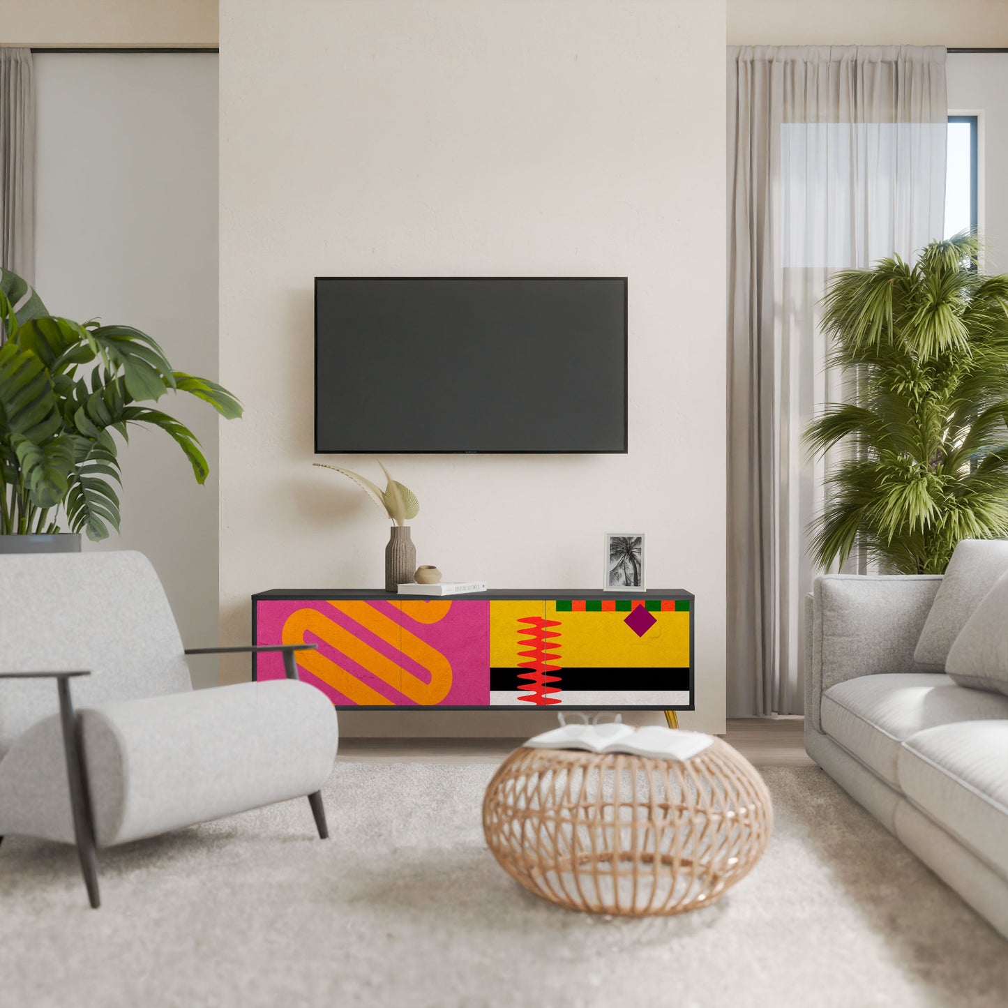 VIVID ART Mobile TV a 3 Ante in Finitura Nera