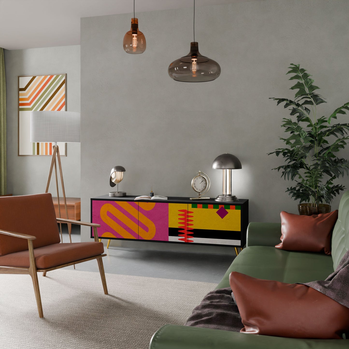 VIVID ART Mobile TV a 3 Ante in Finitura Nera