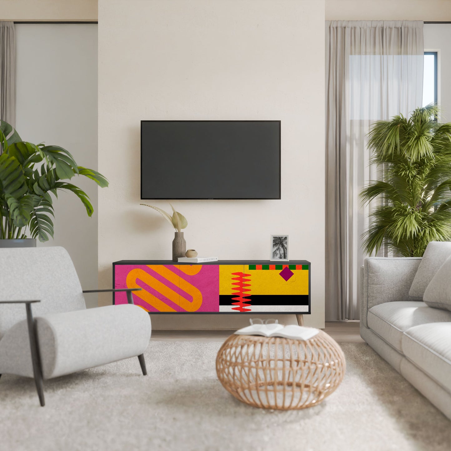 VIVID ART Mobile TV a 3 Ante in Finitura Nera