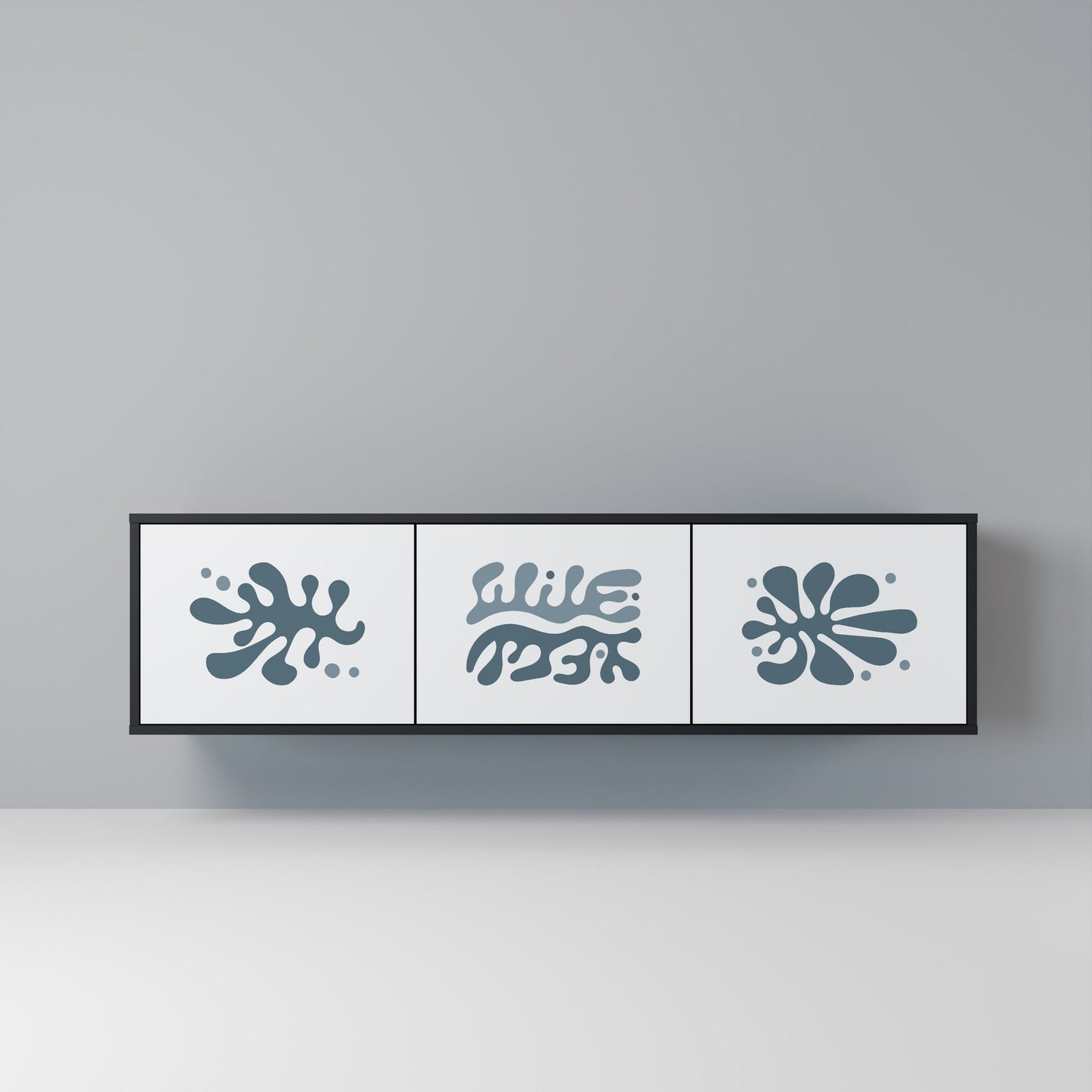 WONDERLAND VEGETATION 3-Door TV Stand in Black Finish