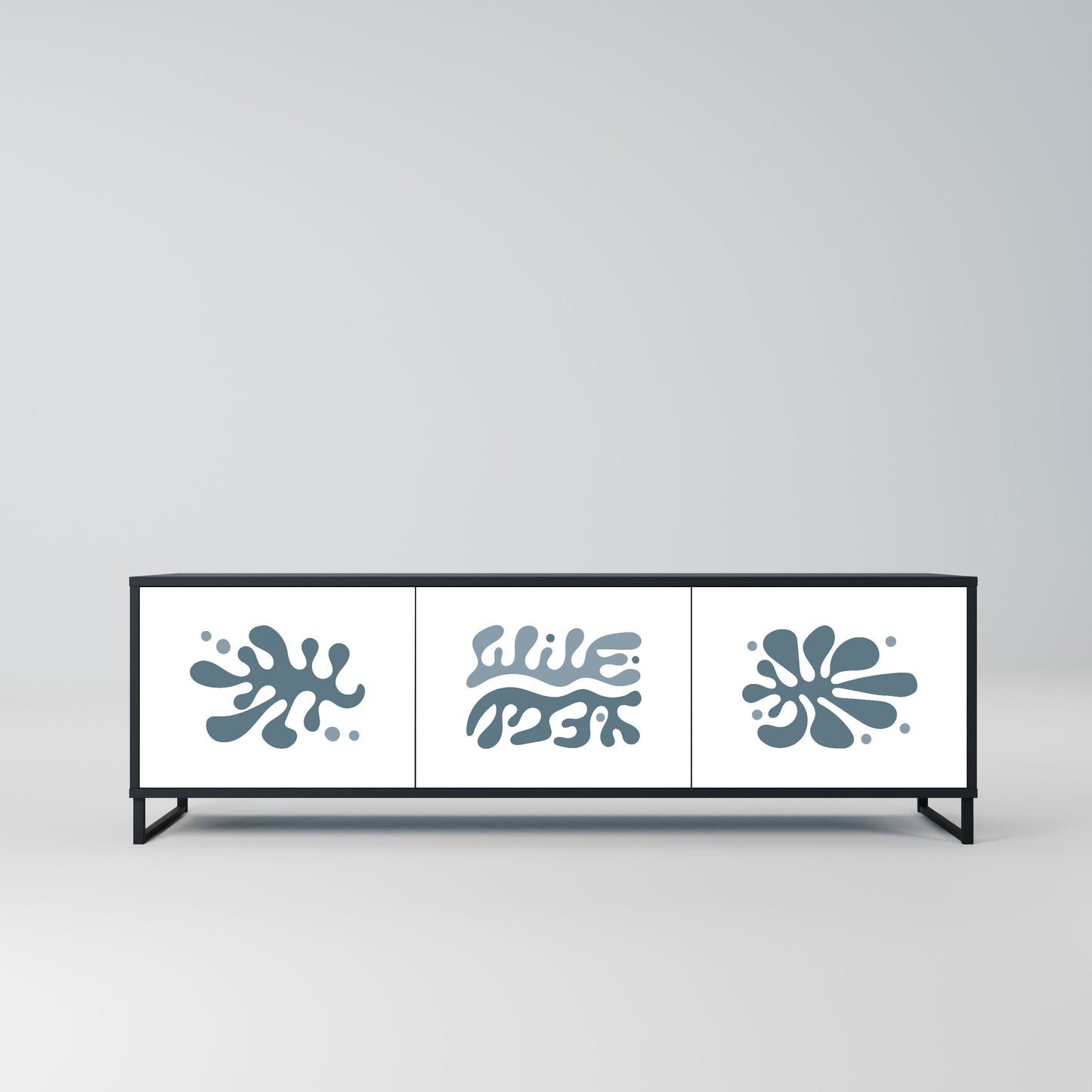 WONDERLAND VEGETATION 3-Door TV Stand in Black Finish