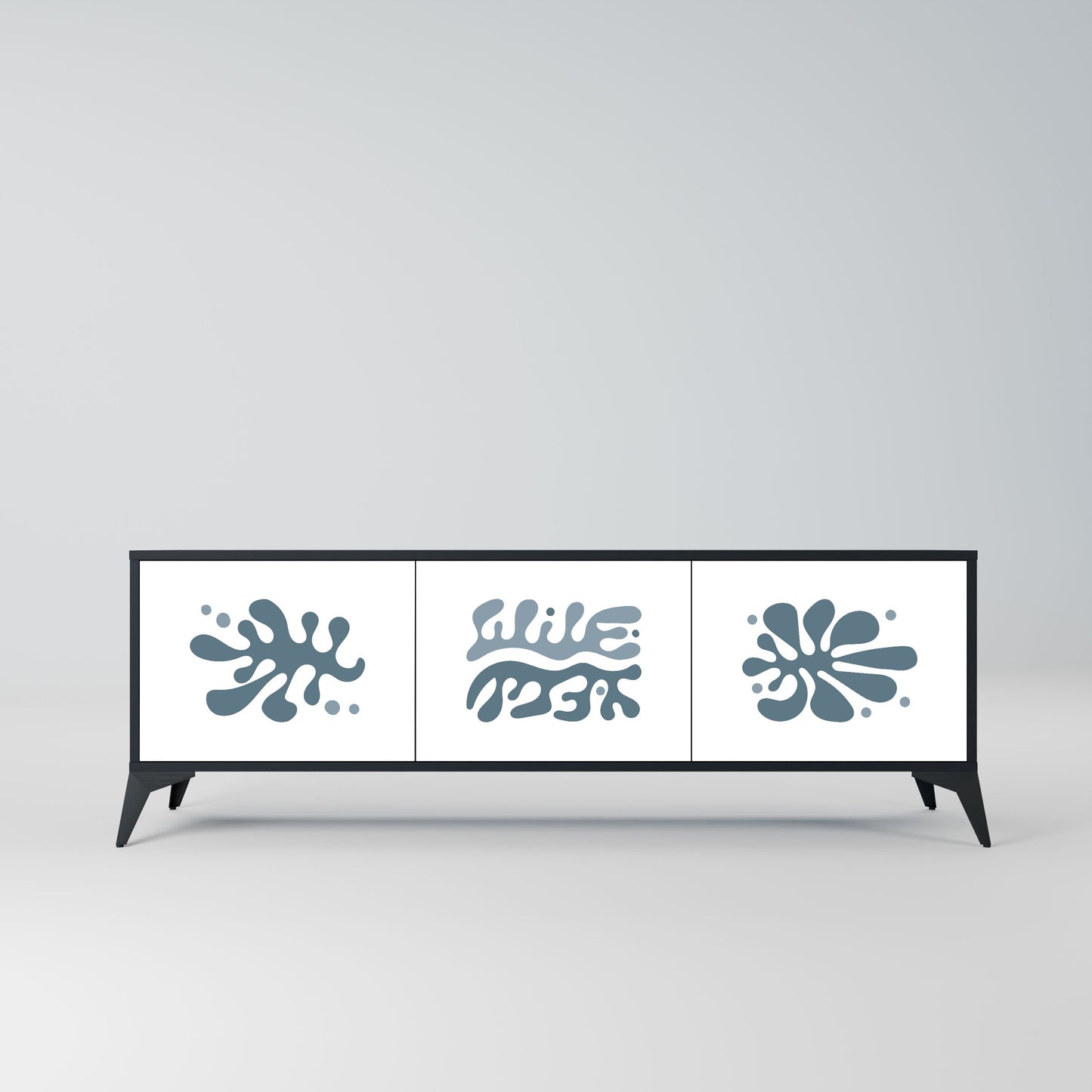 WONDERLAND VEGETATION 3-Door TV Stand in Black Finish