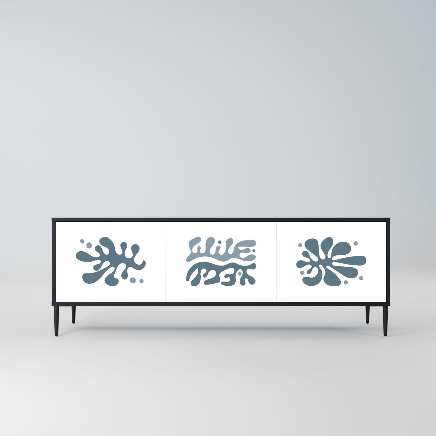 WONDERLAND VEGETATION 3-Door TV Stand in Black Finish