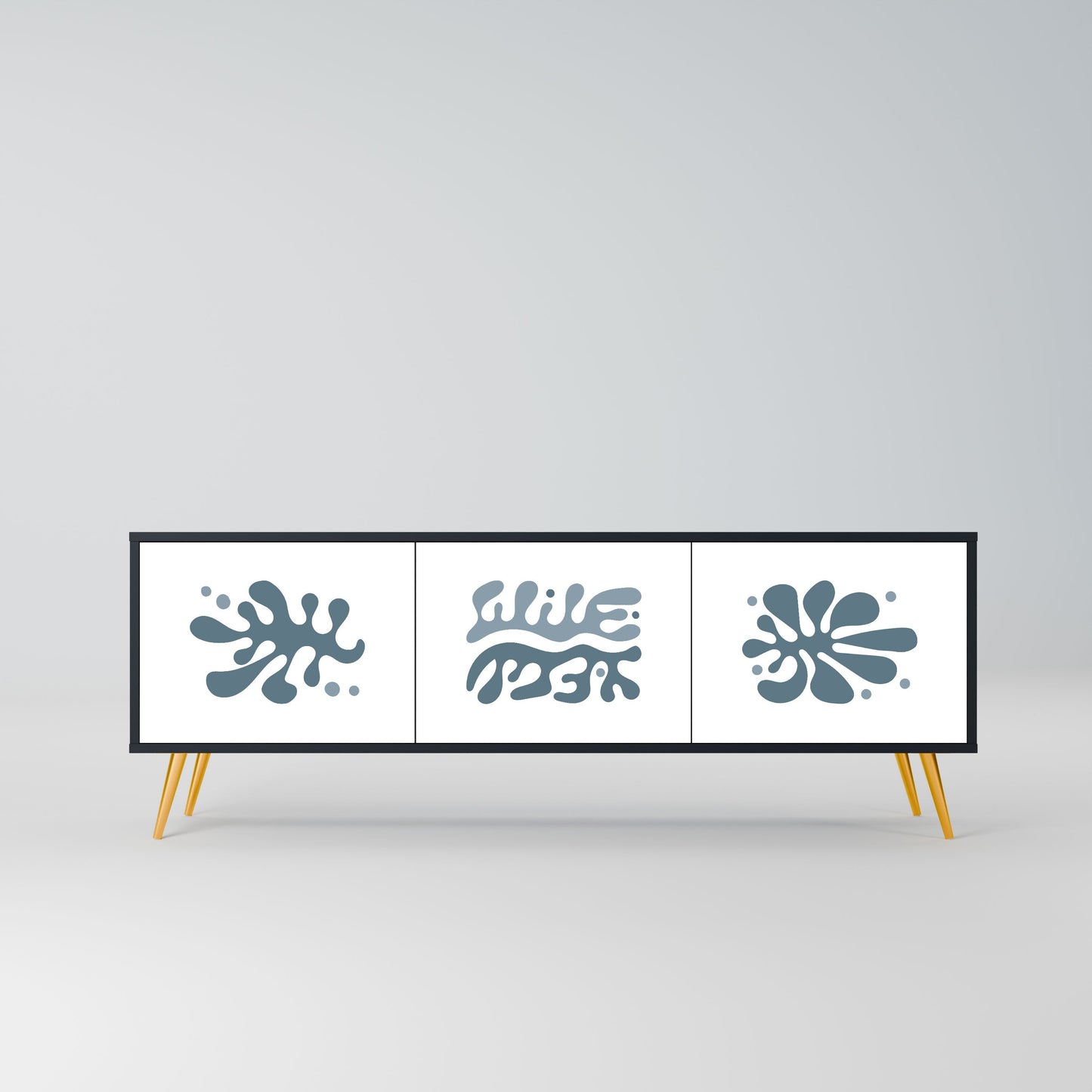 WONDERLAND VEGETATION 3-Door TV Stand in Black Finish