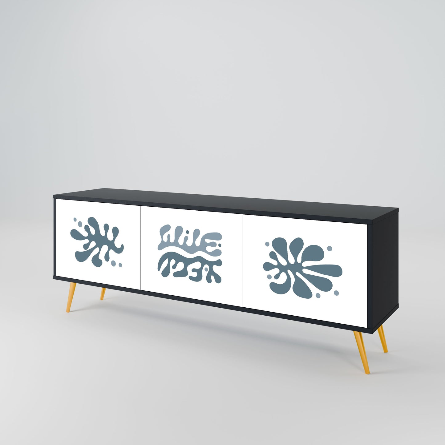 WONDERLAND VEGETATION 3-Door TV Stand in Black Finish