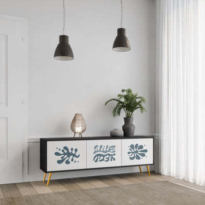 WONDERLAND VEGETATION 3-Door TV Stand in Black Finish