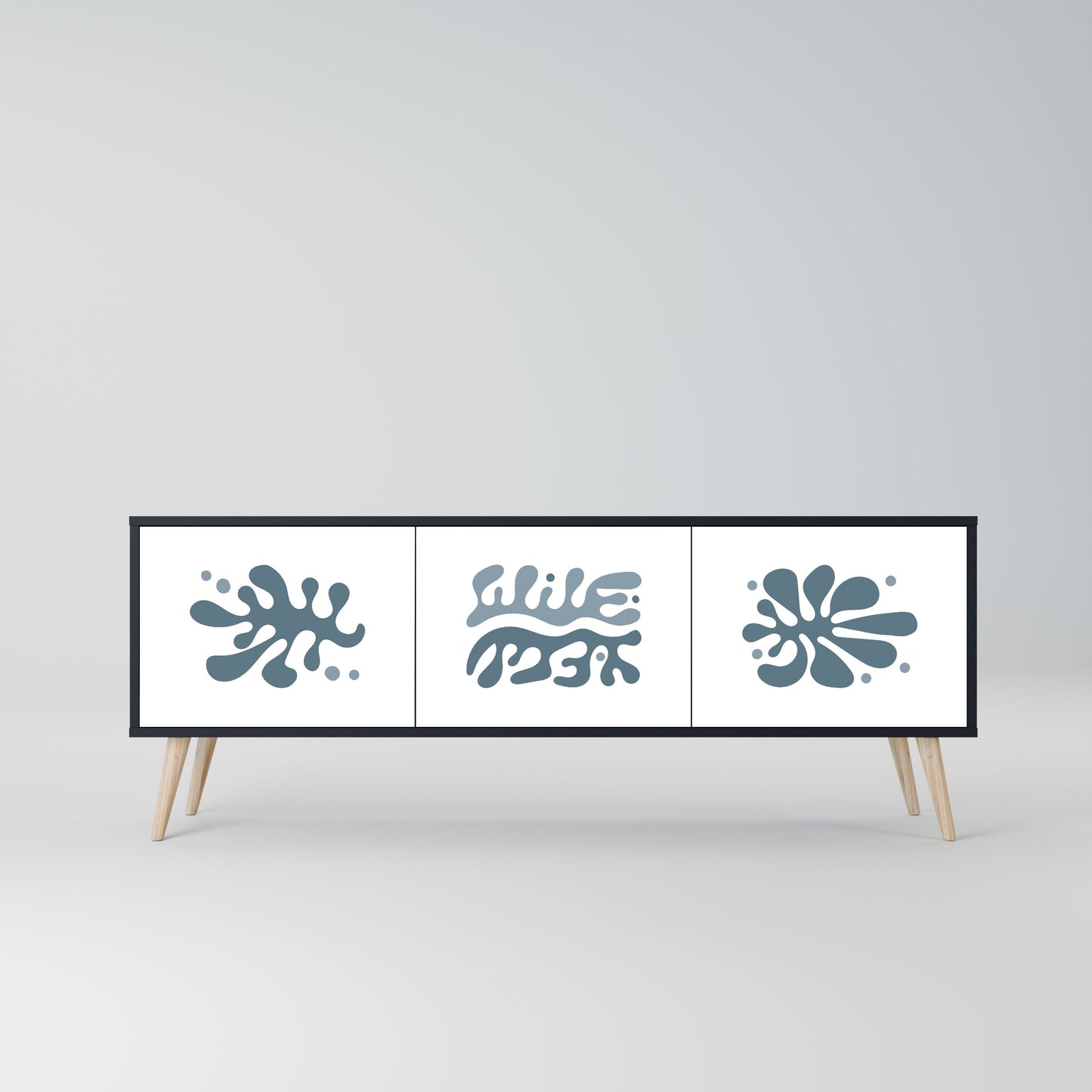 WONDERLAND VEGETATION 3-Door TV Stand in Black Finish