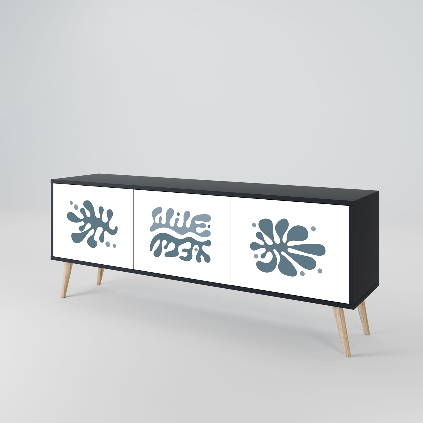 WONDERLAND VEGETATION 3-Door TV Stand in Black Finish