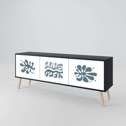 WONDERLAND VEGETATION 3-Door TV Stand in Black Finish