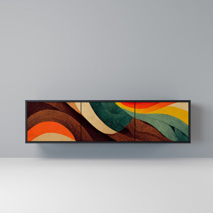 COLORFUL STRANDS 3-Door TV Stand in Black Finish