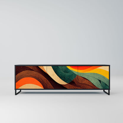 COLORFUL STRANDS 3-Door TV Stand in Black Finish