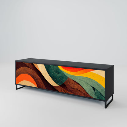 COLORFUL STRANDS 3-Door TV Stand in Black Finish