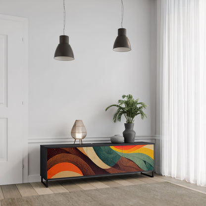 COLORFUL STRANDS 3-Door TV Stand in Black Finish
