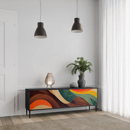 COLORFUL STRANDS 3-Door TV Stand in Black Finish