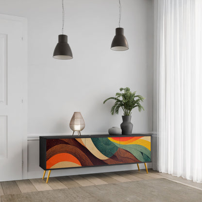 COLORFUL STRANDS 3-Door TV Stand in Black Finish