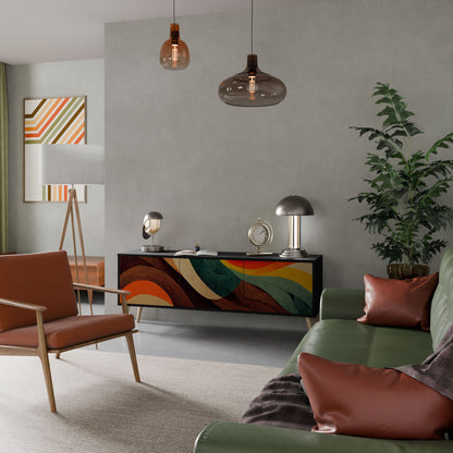 COLORFUL STRANDS 3-Door TV Stand in Black Finish