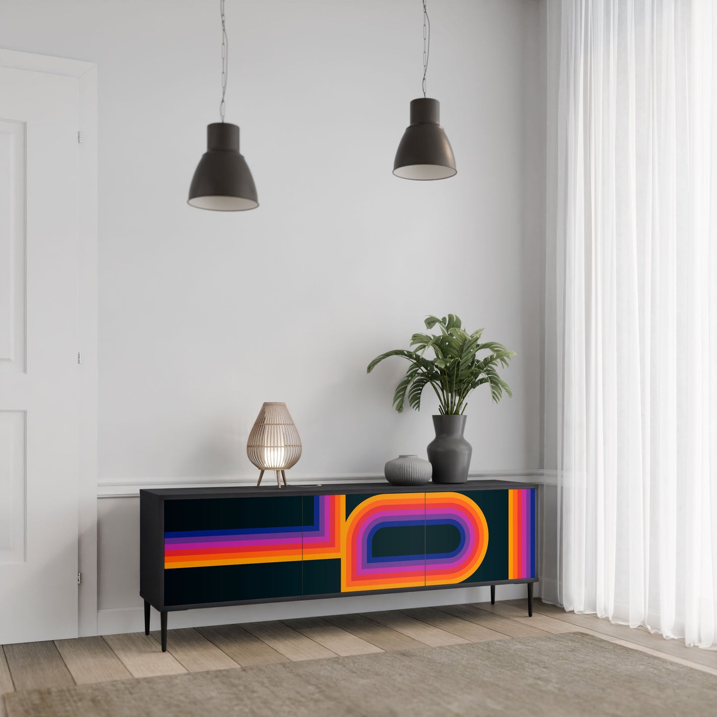 BLINDED BY THE LIGHTS Mobile TV a 3 Ante in Finitura Nera