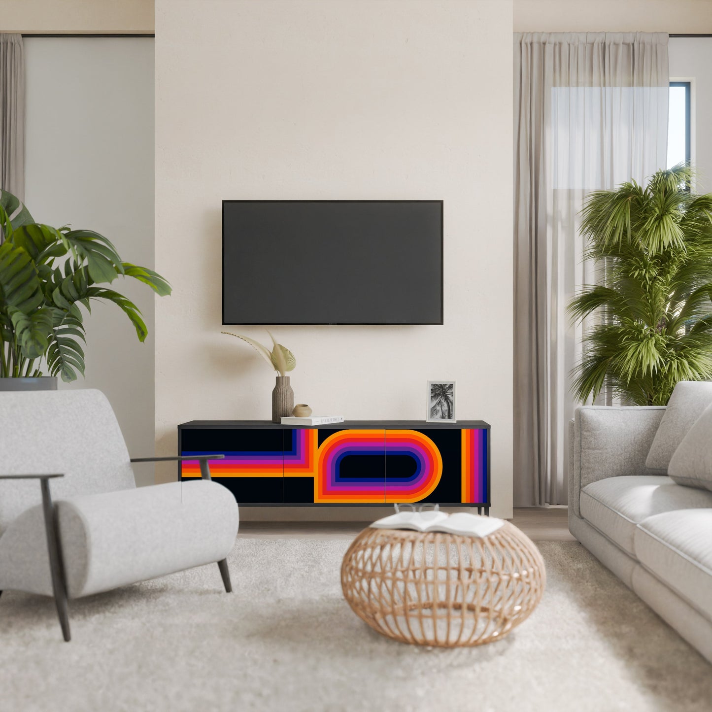 BLINDED BY THE LIGHTS Mobile TV a 3 Ante in Finitura Nera