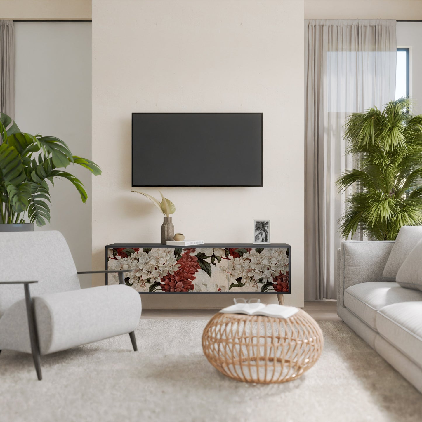 EPHEMERAL DAYS Mobile TV a 3 Ante in Finitura Nera