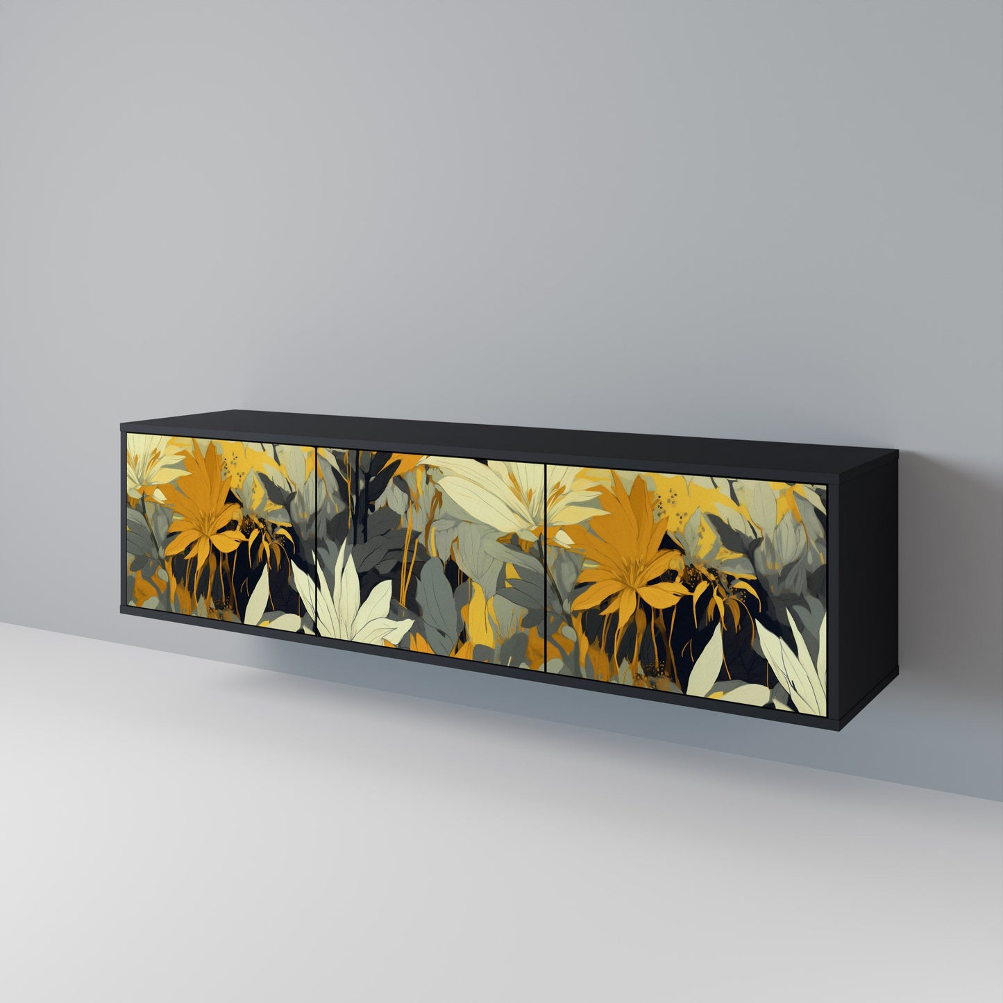 SUNKISSED LILY 3-Door TV Stand in Black Finish