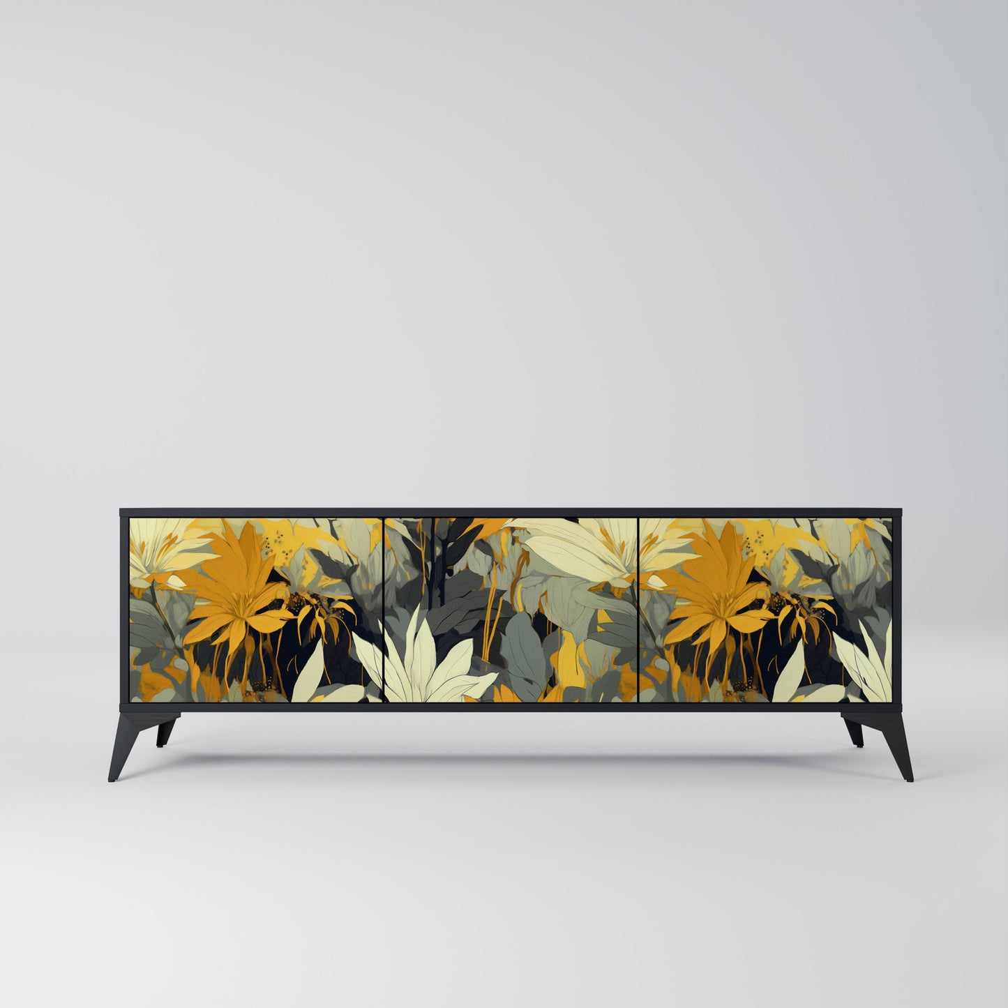 SUNKISSED LILY 3-Door TV Stand in Black Finish