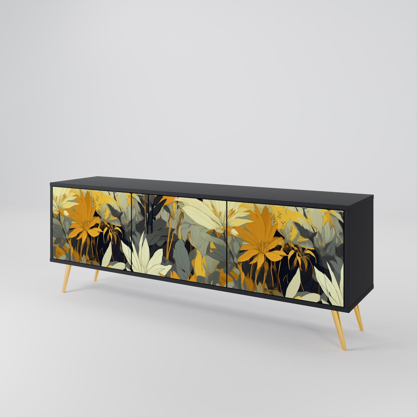 SUNKISSED LILY 3-Door TV Stand in Black Finish