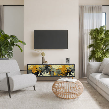 SUNKISSED LILY 3-Door TV Stand in Black Finish