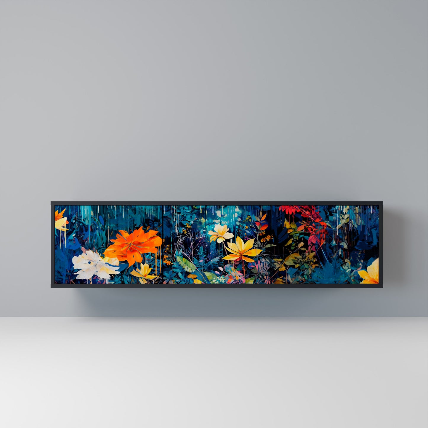 MIDNIGHT BLOSSOM Mobile TV a 3 Ante in Finitura Nera