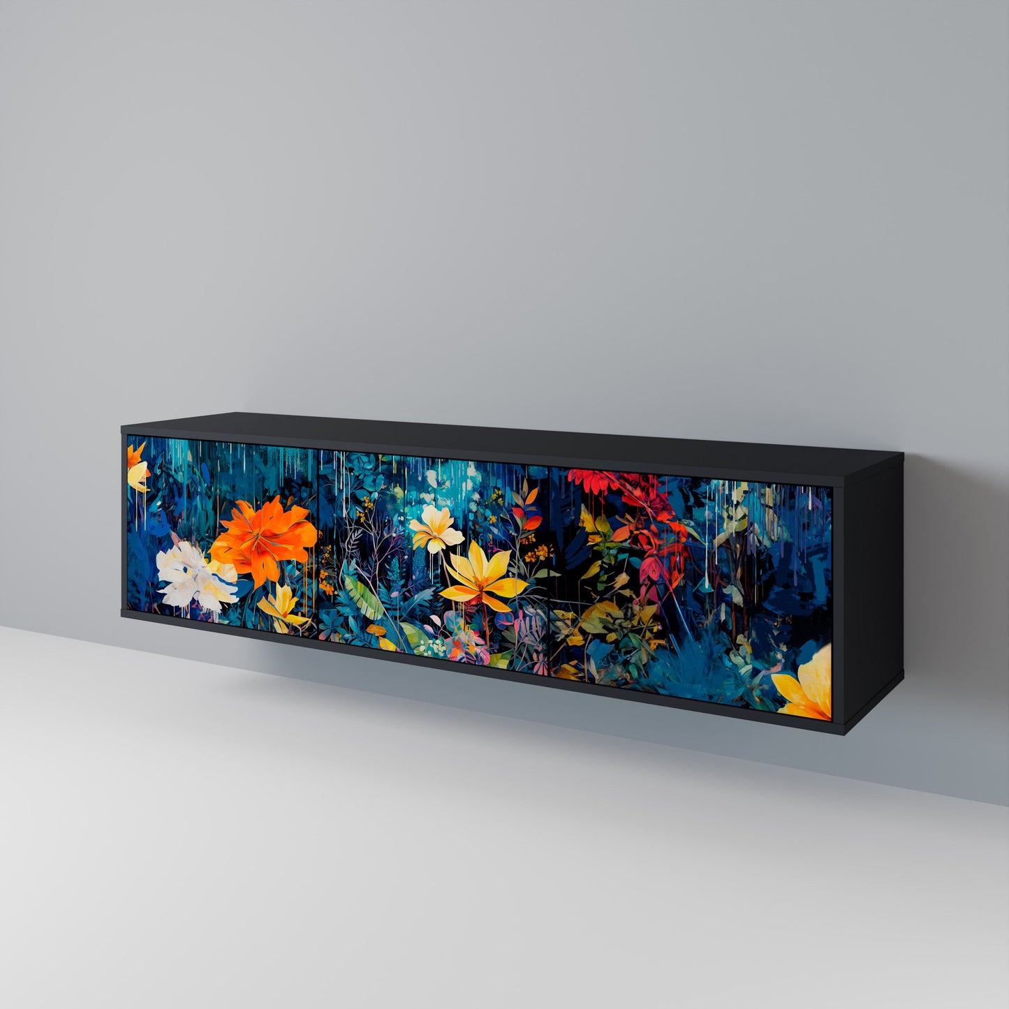 MIDNIGHT BLOSSOM Mobile TV a 3 Ante in Finitura Nera