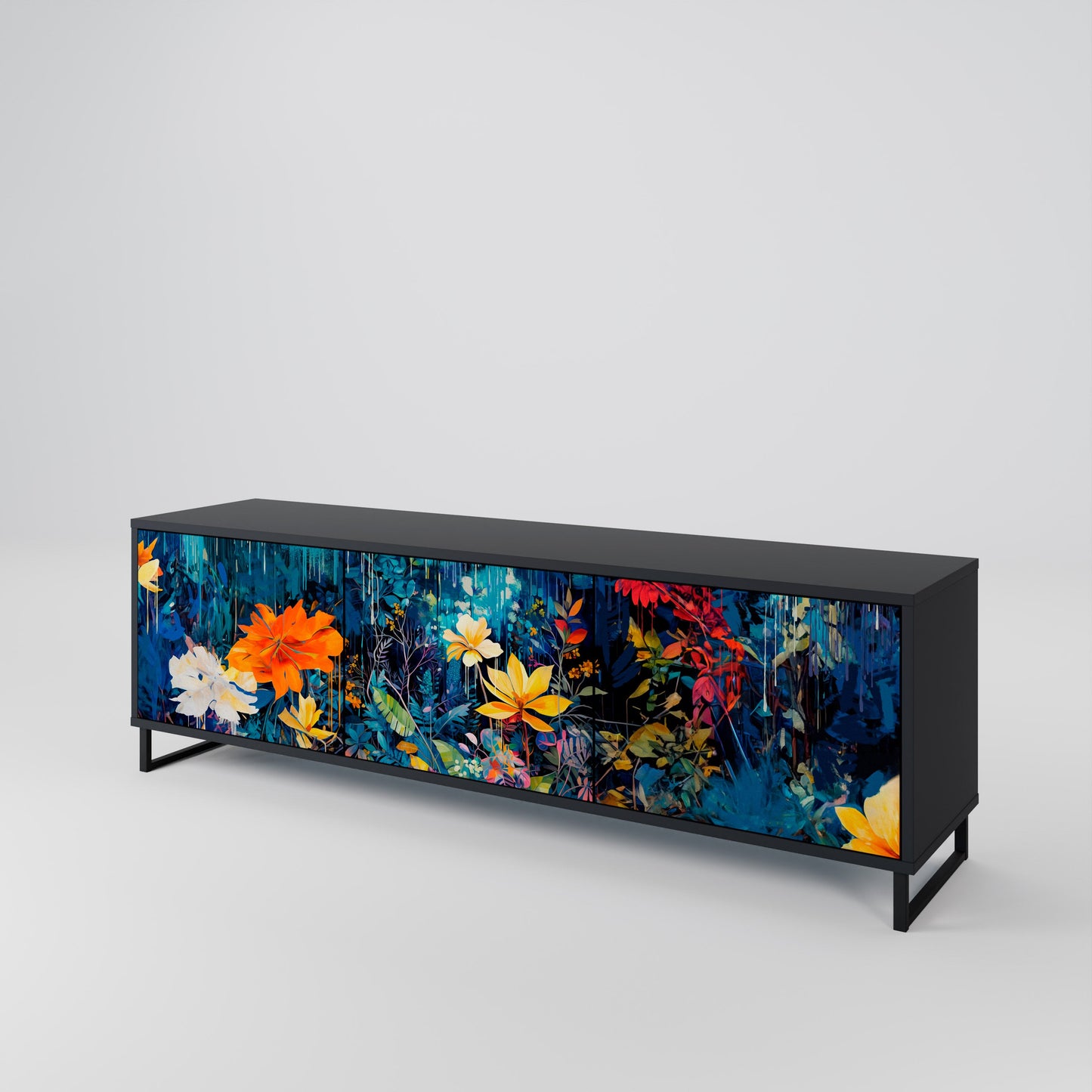 MIDNIGHT BLOSSOM Mobile TV a 3 Ante in Finitura Nera