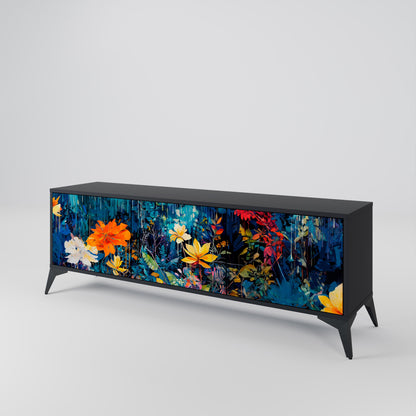 MIDNIGHT BLOSSOM Mobile TV a 3 Ante in Finitura Nera