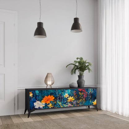 MIDNIGHT BLOSSOM Mobile TV a 3 Ante in Finitura Nera