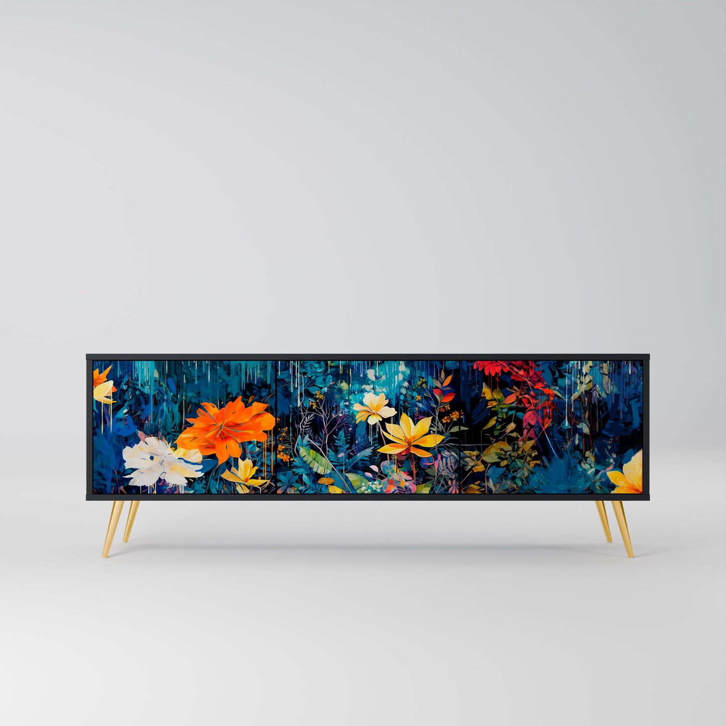 MIDNIGHT BLOSSOM Mobile TV a 3 Ante in Finitura Nera