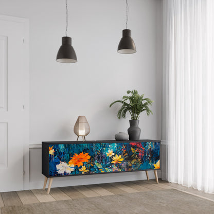 MIDNIGHT BLOSSOM Mobile TV a 3 Ante in Finitura Nera