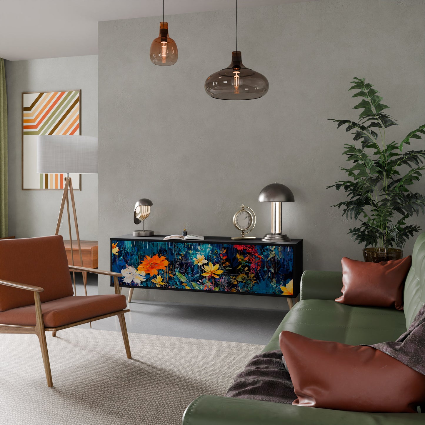 MIDNIGHT BLOSSOM Mobile TV a 3 Ante in Finitura Nera