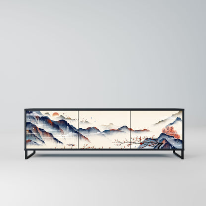 JAPANESE LANDSCAPE Mobile TV a 3 Ante in Finitura Nera