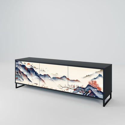 JAPANESE LANDSCAPE Mobile TV a 3 Ante in Finitura Nera