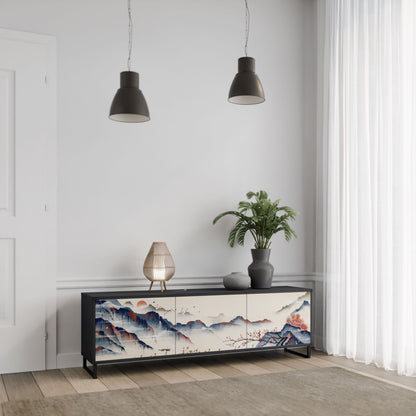 JAPANESE LANDSCAPE Mobile TV a 3 Ante in Finitura Nera