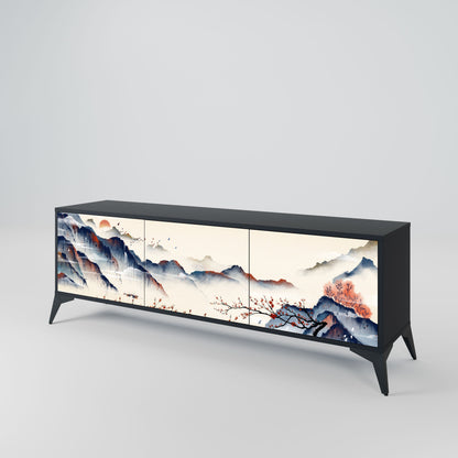 JAPANESE LANDSCAPE Mobile TV a 3 Ante in Finitura Nera