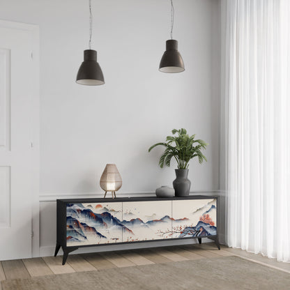 JAPANESE LANDSCAPE Mobile TV a 3 Ante in Finitura Nera