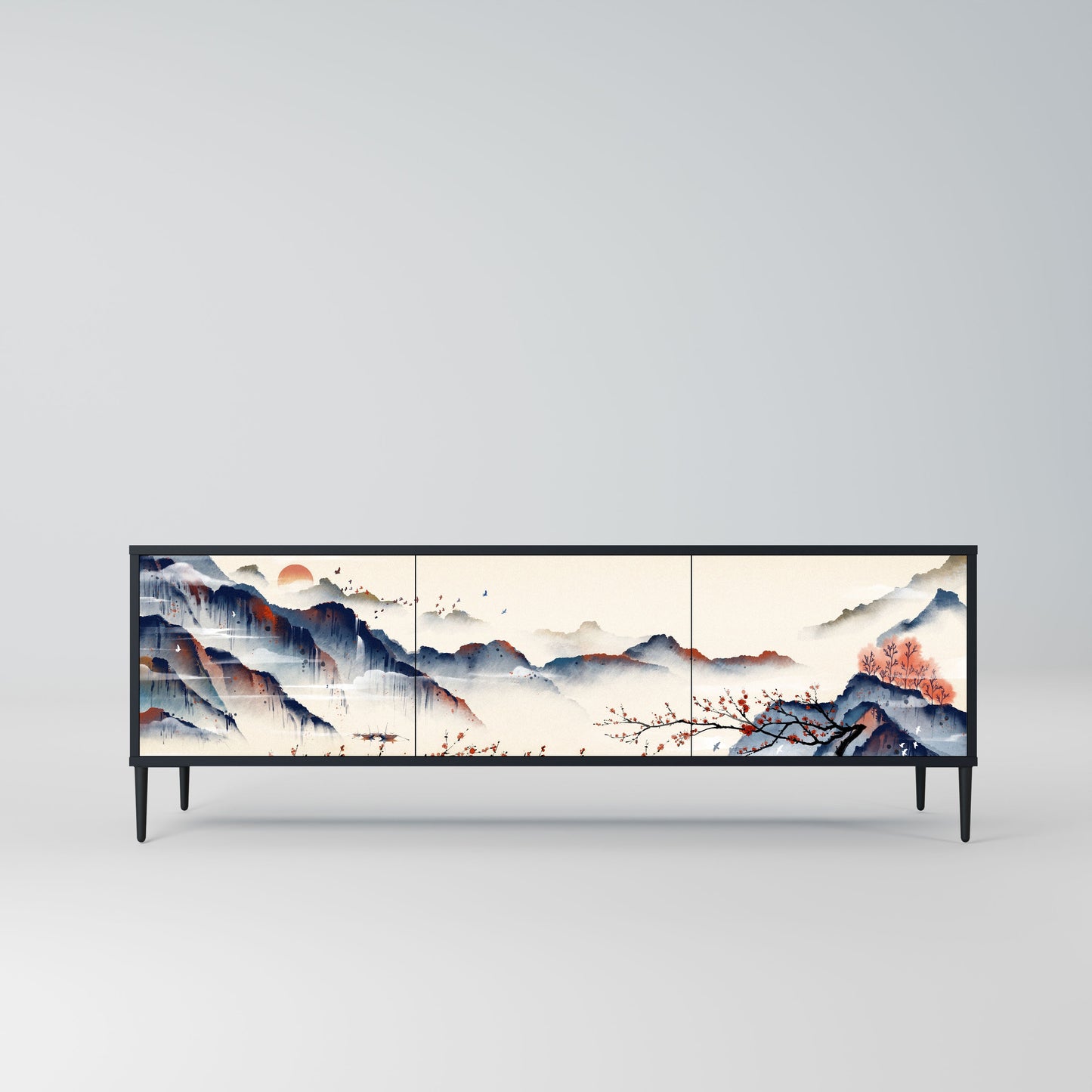 JAPANESE LANDSCAPE Mobile TV a 3 Ante in Finitura Nera