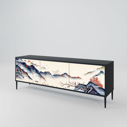 JAPANESE LANDSCAPE Mobile TV a 3 Ante in Finitura Nera