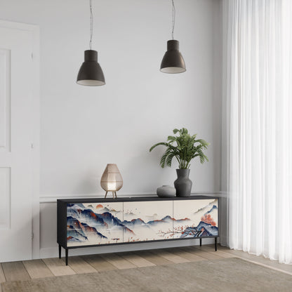 JAPANESE LANDSCAPE Mobile TV a 3 Ante in Finitura Nera